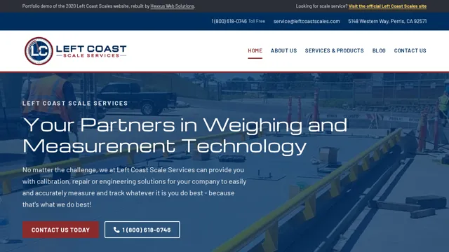 Home page of the rebuilt Left Coast Scales website