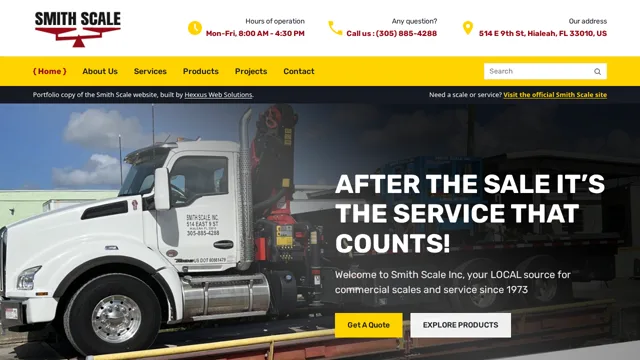 Home page of the rebuilt Smith Scale website